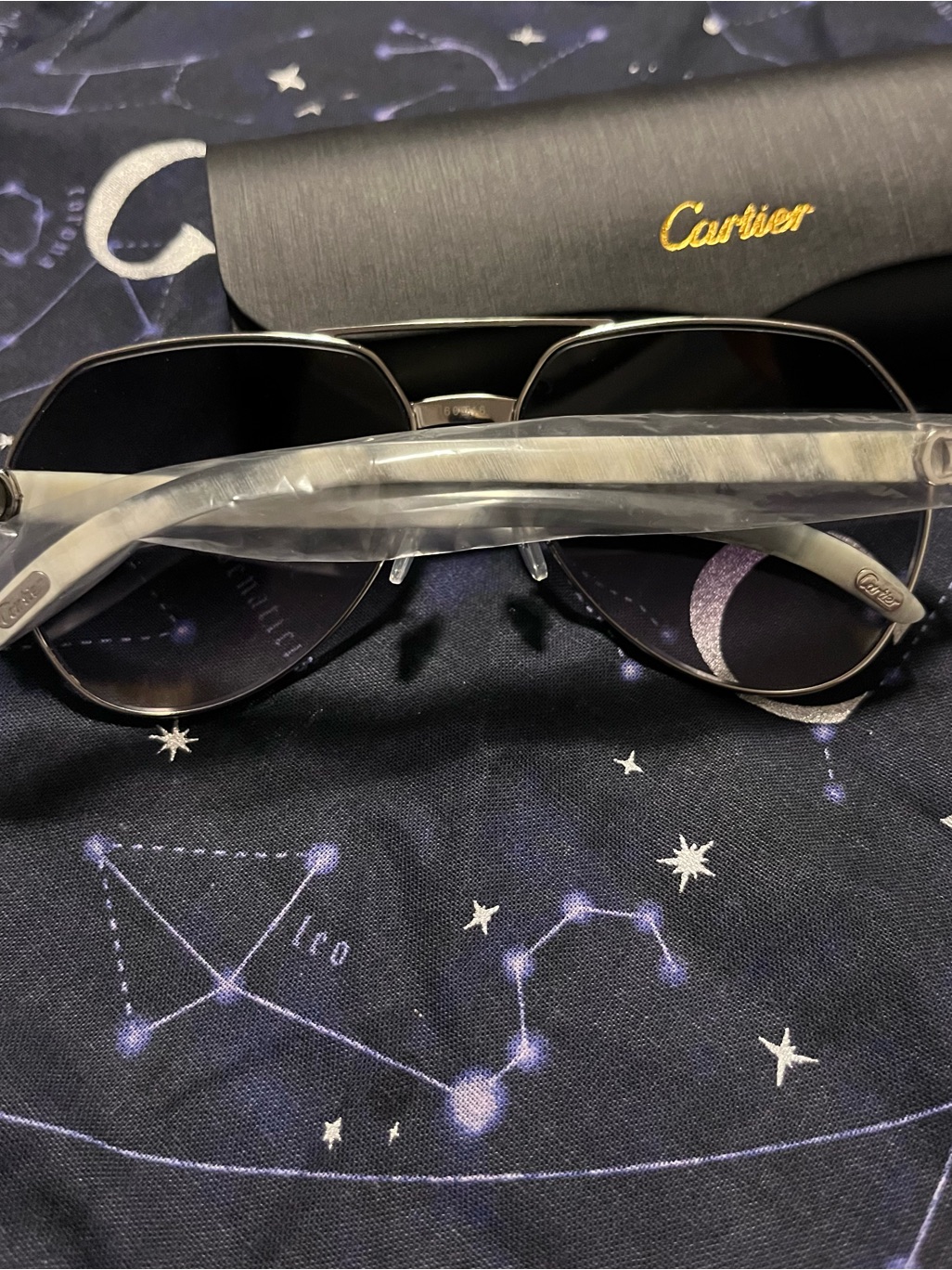 Cartier Sunglasses With Black Case And Gold Logo